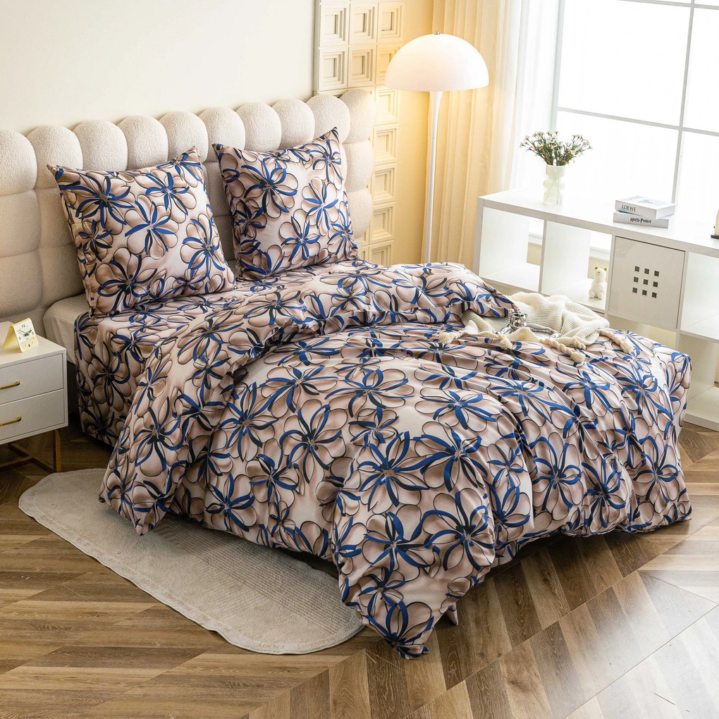 Mikroszálas ágynemű FLORVINA bézs Ágyneműhuzat mérete: 2 db 70 x 90 cm | 200 x 220 cm