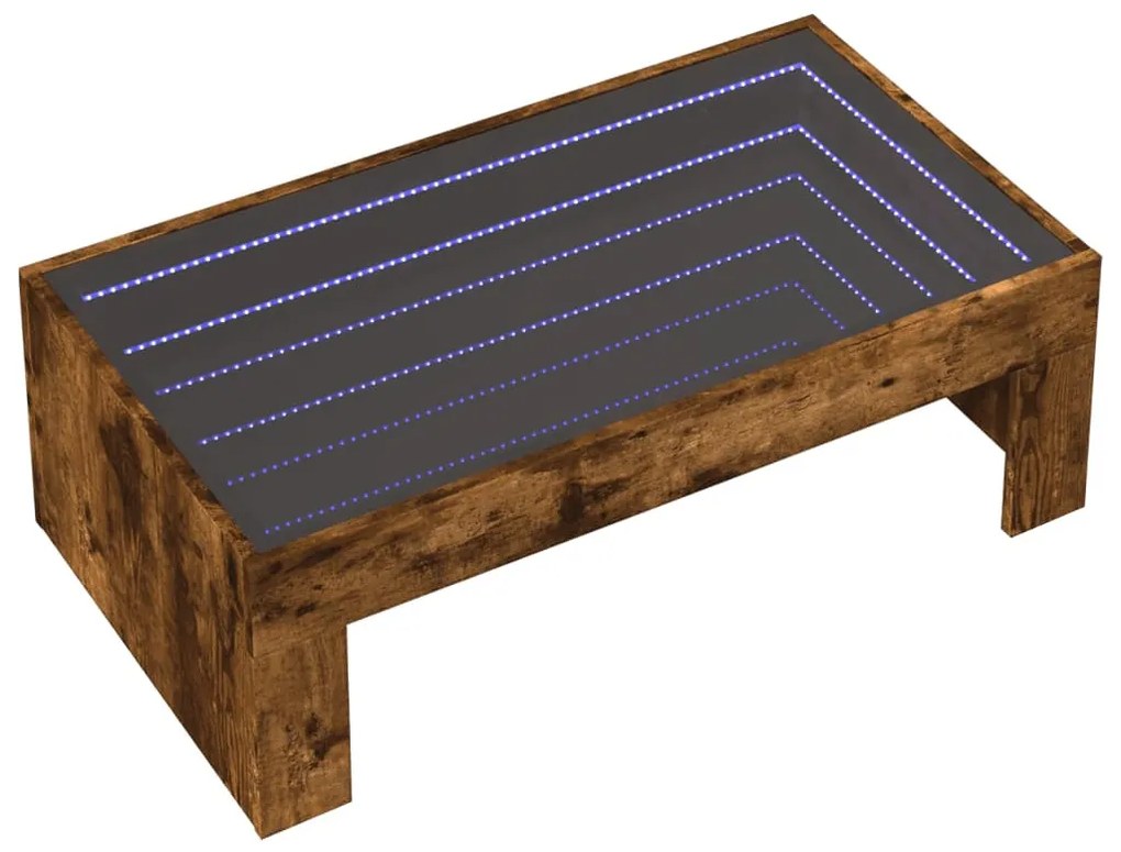 Füstös tölgy végtelen hatású LED-es dohányzóasztal 90x50x30 cm