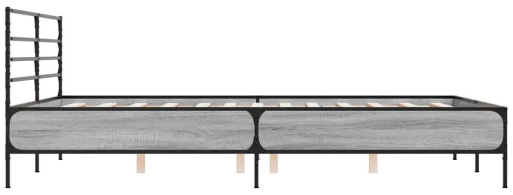 szürke sonoma szerelt fa és fém ágykeret 150 x 200 cm