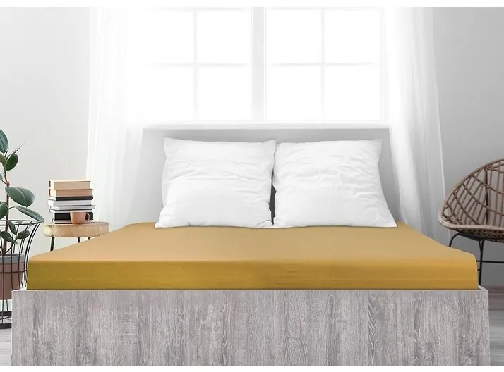 4Home Ideál jersey lepedő mustár, 100 x 200 cm, 100 x 200 cm