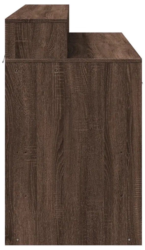 barna tölgy színű szerelt fa íróasztal LED-ekkel 120x55x91 cm
