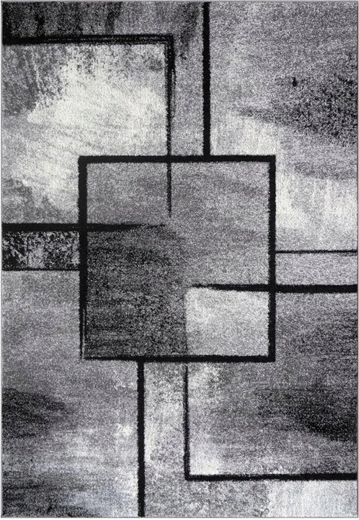 Szőnyeg Szürke Geometrikus 220X160CM Modern Négyzet Nappali Bcf Puha