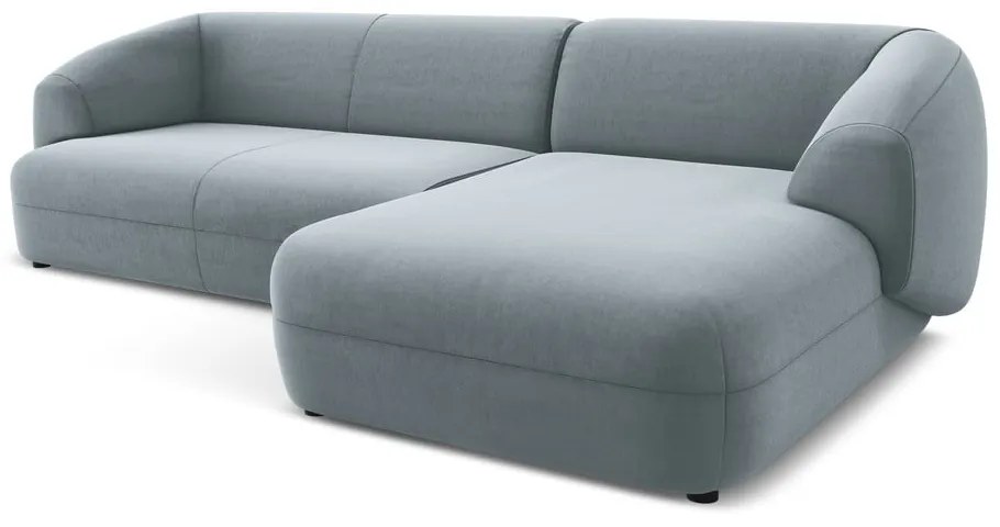 Világoskék bársony sarokkanapé (jobb oldali) Moana – Makamii