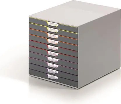 Irattároló, műanyag, 10 fiókos, DURABLE VARICOLOR® 10, szürke (DB761027)