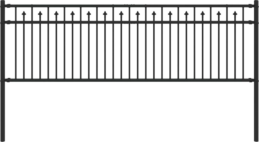 vidaXL Tüske Kerítés Fekete 200 x 110 cm Porszórt acél