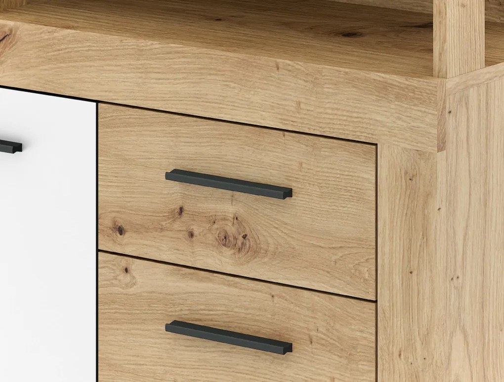 XXL/LUNA KOMODA 4D4S DĄB ARTISAN/BIAŁY