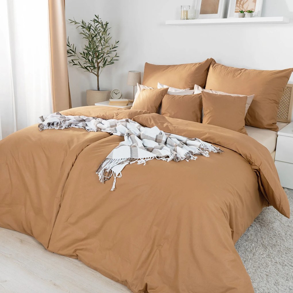 Goldea pamut ágyneműhuzat garnitúra - barna 140 x 200 és 70 x 90 cm