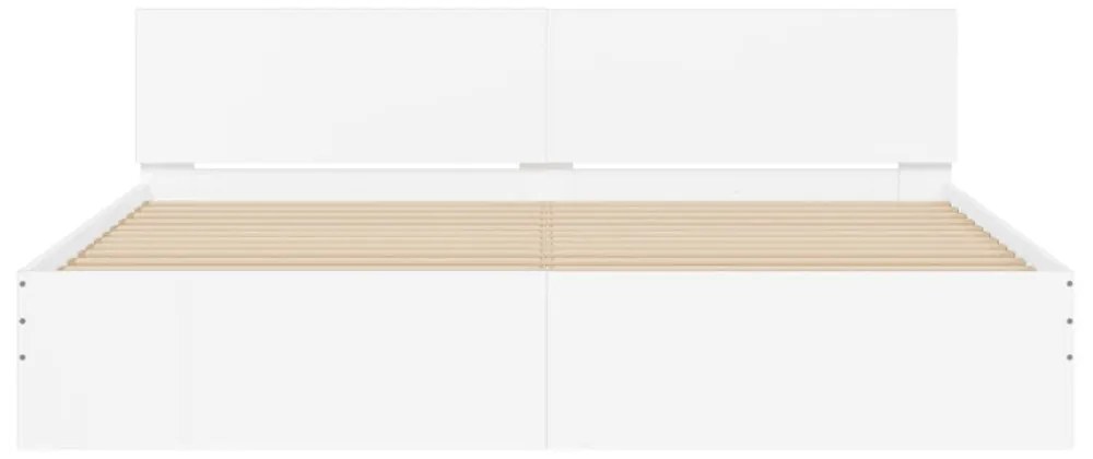 fehér ágykeret fejtámlával és LED-del 200 x 200 cm