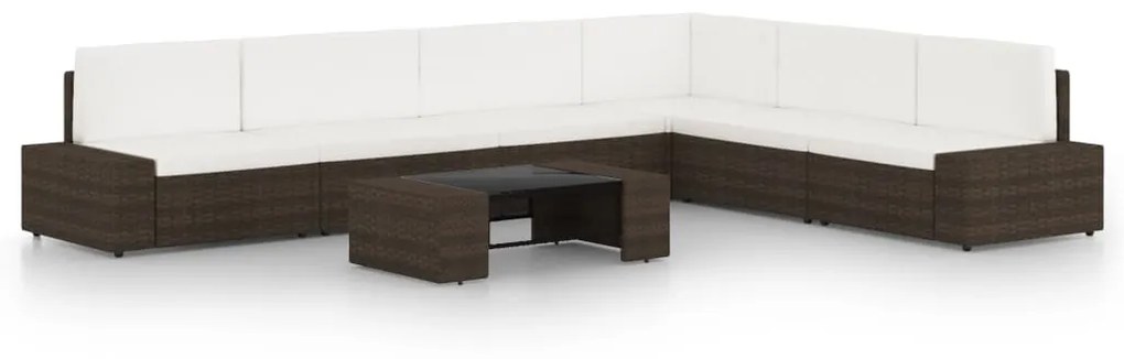 vidaXL 7 részes barna polyrattan kerti ülőgarnitúra párnákkal