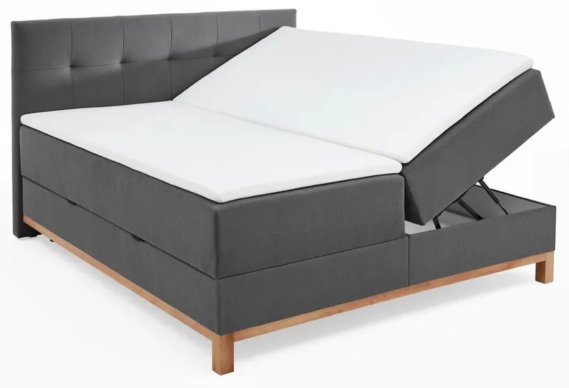 Sötétszürke boxspring ágy tárolóhellyel 180x200 cm Catania - Meise Möbel