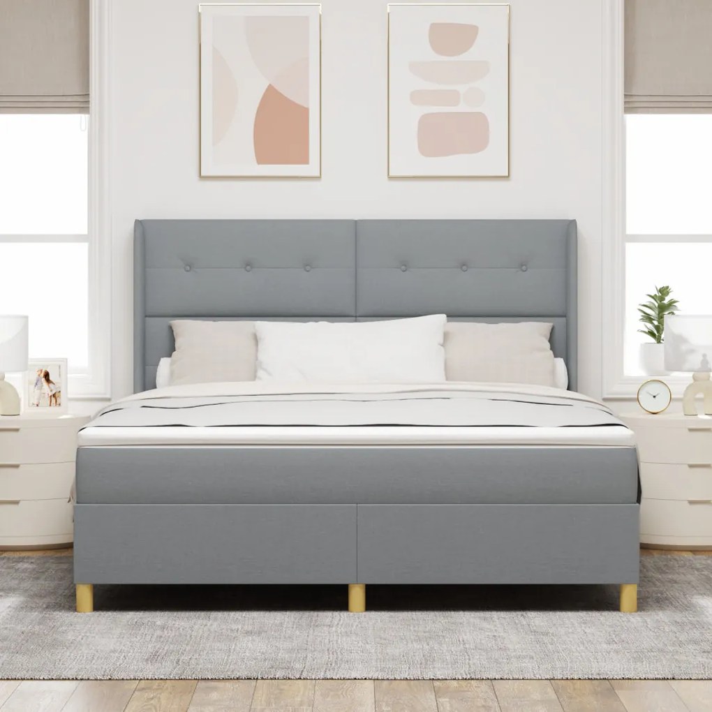 Boxspring Ágy Matrac Milyen Világosszürke 180x200 cm Szövet