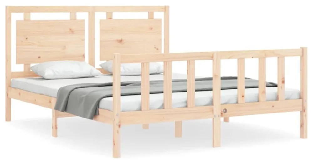tömör fa ágykeret fejtámlával King Size