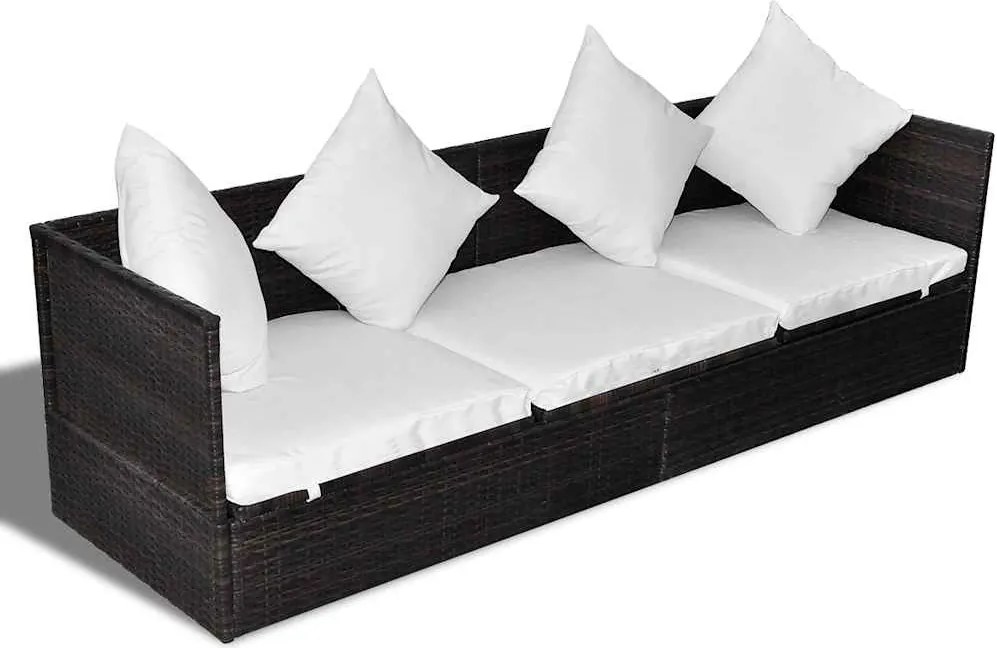 vidaXL Napozó Barna 200 x 60 x 58 cm polirattan