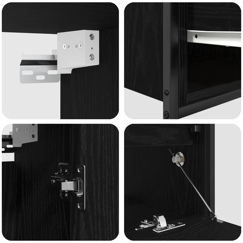 vidaXL Fürdőszoba bútor szett 5 pcs Fekete 76.5 x 35 x 95 cm Faanyag