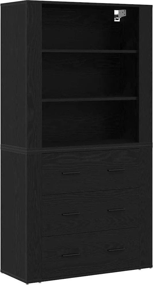 vidaXL Magasfiú fiókkal Fekete tölgy 80 x 33 x 150 cm Faanyag