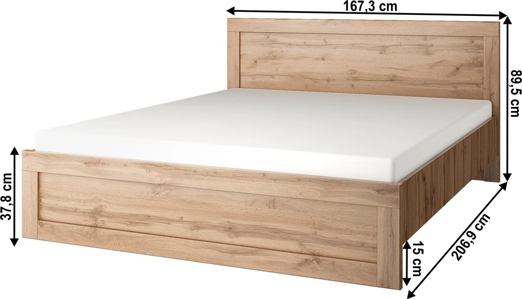 Franciaágy, 160x200, wotan tölgy, MORATIZ