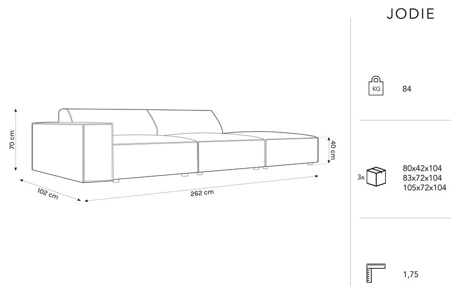 Bézs buklé szövet sarokkanapé (jobb oldali) Jodie – Micadoni Home