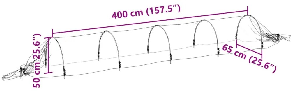 2 db üvegszál és PP háló alagút 1,5 x 5 m