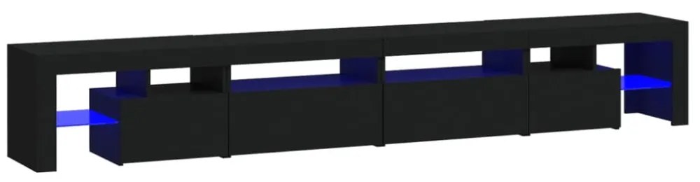 fekete TV-szekrény LED-világítással 260x36,5x40 cm