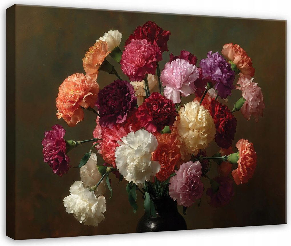 Vászonkép Virágok Fekete Alapon Absztrakt Hálószoba Nappali Vászon 60x40