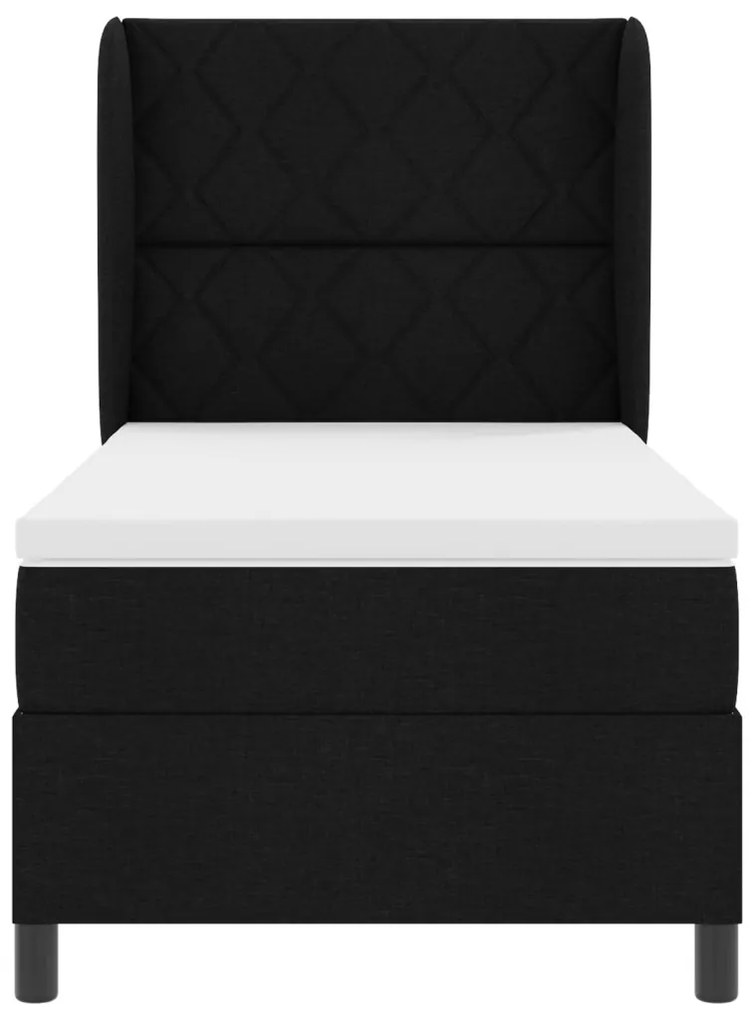 Boxspring Ágy Matrac Kával Fekete 90x190 cm Szövet