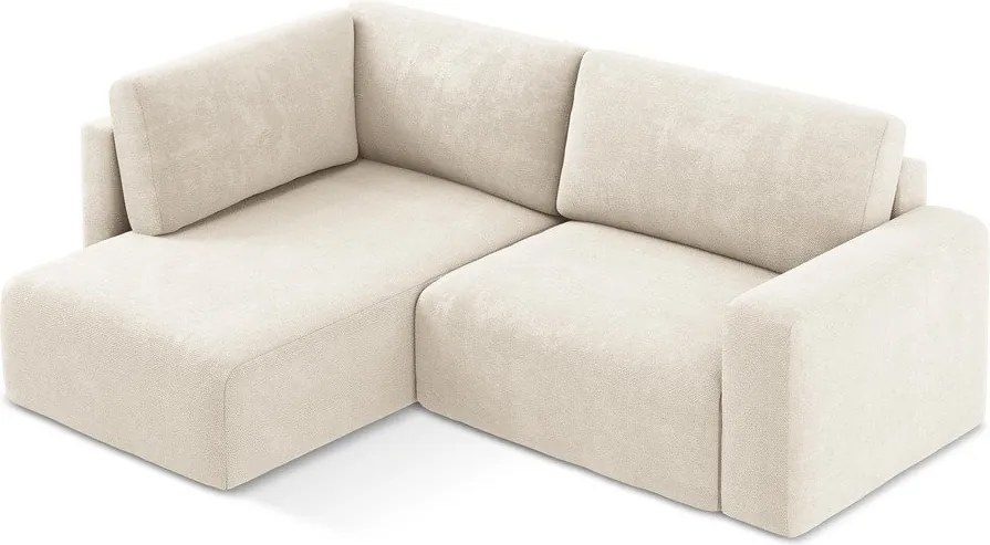 Krémszínű zsenília kinyitható-tárolóhelyes sarokkanapé (bal oldali-L alakú) Kona – Makamii