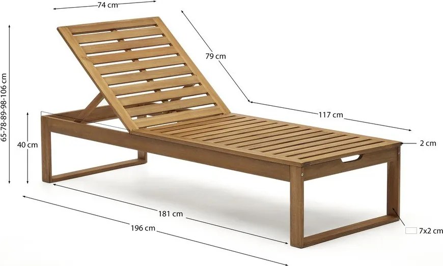 Natúr színű tömörfa kerti napozóágy Sulamita – Kave Home
