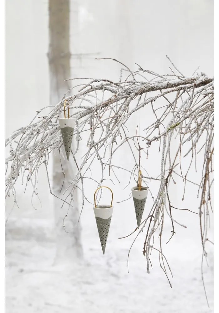 Cone zöld kerámia függő dekoráció, magasság 14,5 cm - Kähler Design