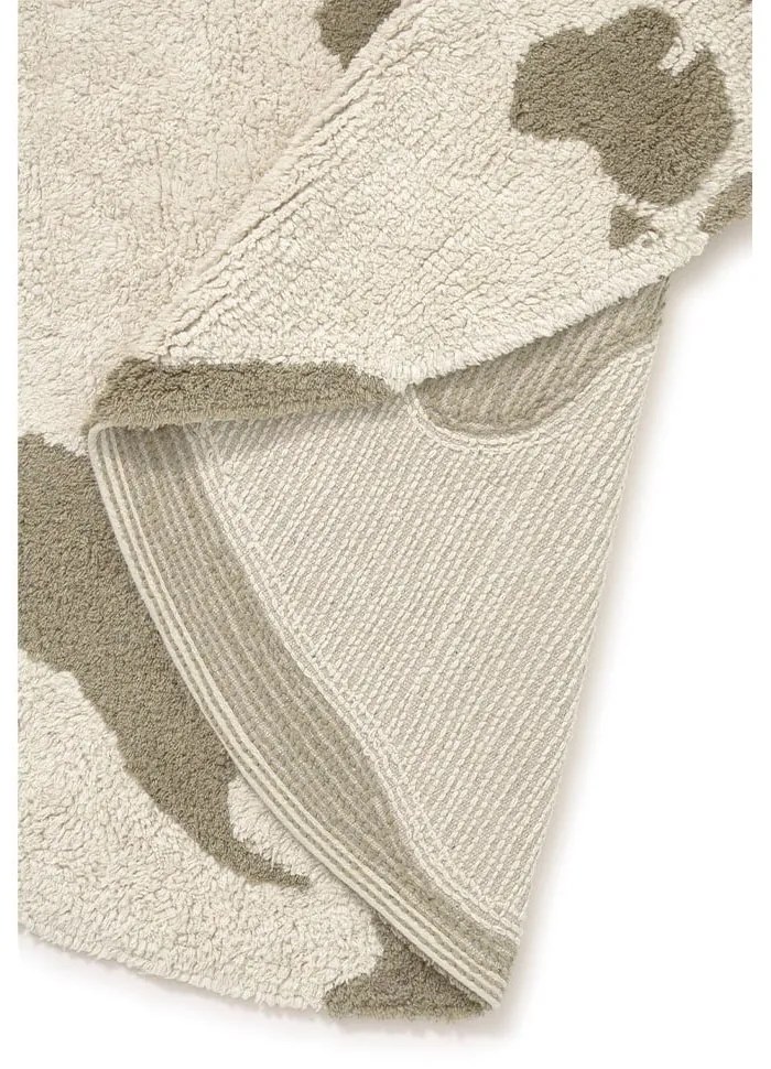 Zöld-krémszínű mosható-kézi szövésű pamut gyerek szőnyeg ø120 cm World Map – Lorena Canals