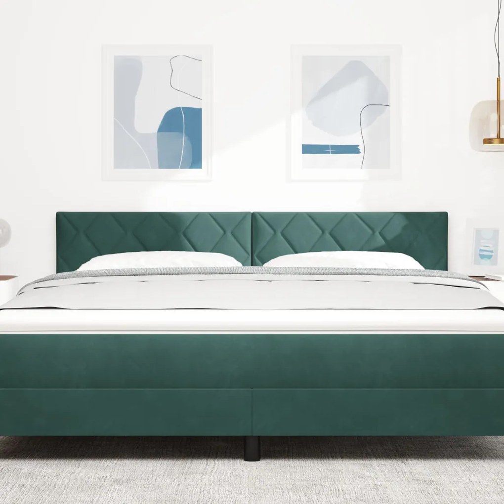Fejtámla Gyémánt Blokk Design Sötét Zöld 180 cm Bársony