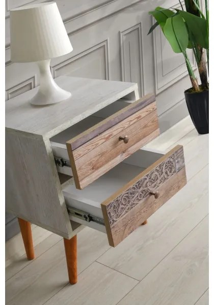 Éjjeli szekrényke MALMO 55x40 cm fehér/barna