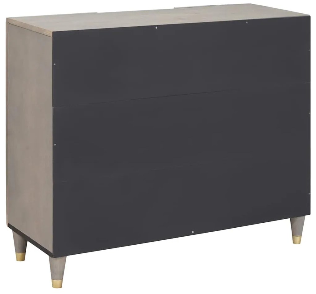 Széf polcokkal Szürke és Arany 90 x 33.5 x 75 cm Tömör mangófa