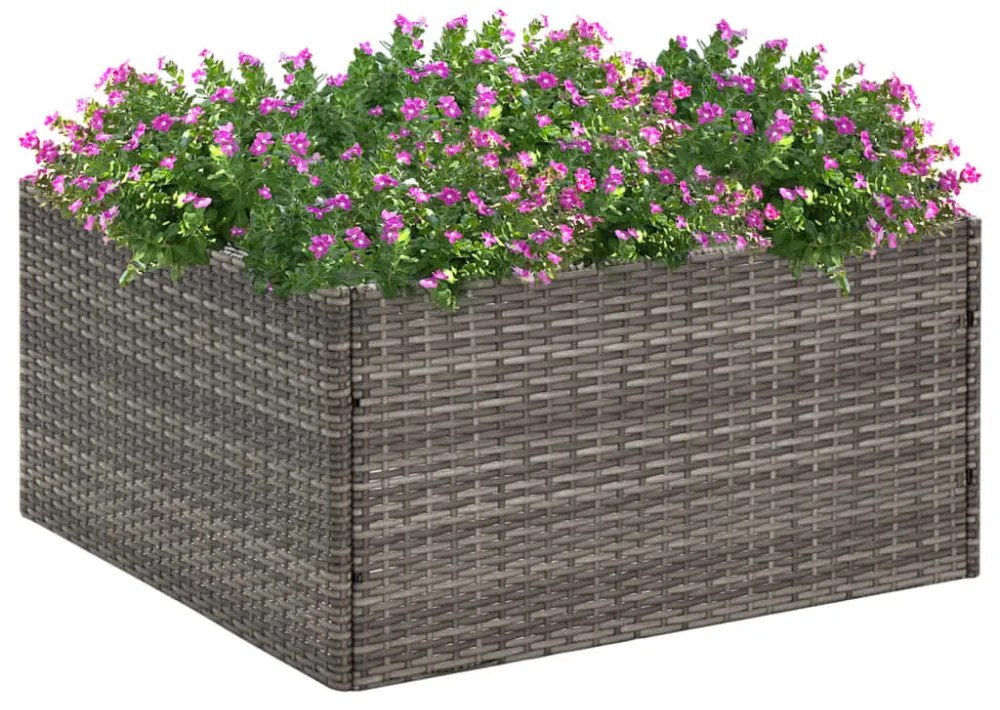 szürke polyrattan kerti ültetőláda 80 x 80 x 40 cm