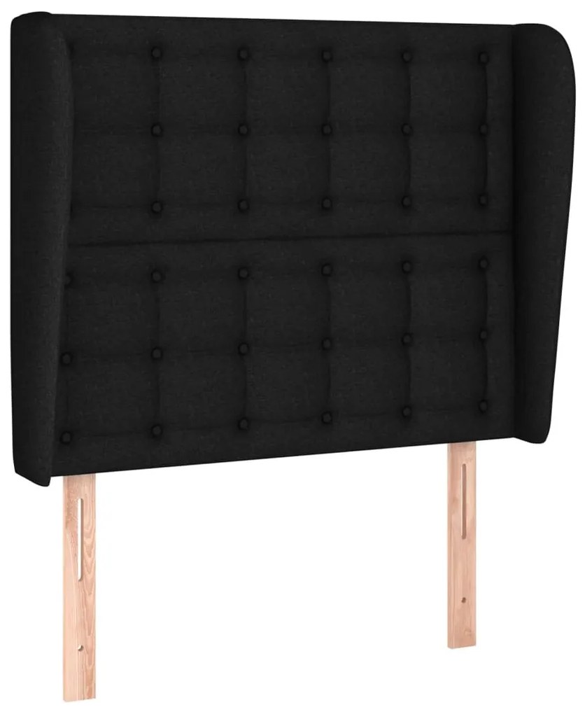 fekete szövet fejtámla szárnyakkal 93 x 23 x 118/128 cm