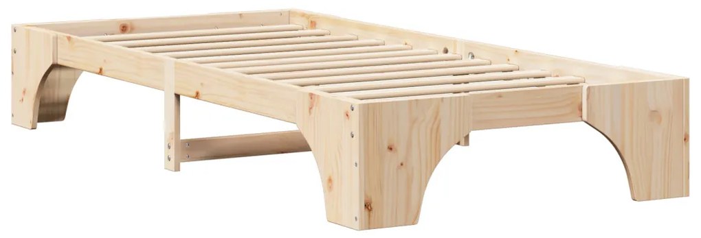 vidaXL Ágykeret Természetes 90 x 200 cm Tömör fenyőfa