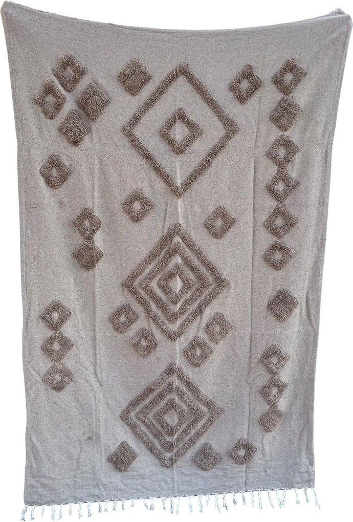 Újrahasznosított pamut pléd MYCHA IBIZA 130x170 cm, bézs