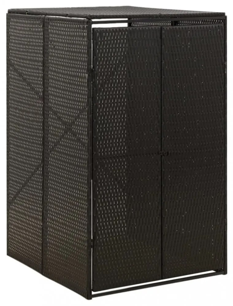 fekete polyrattan kerekes kukatároló fészer 70 x 80 x 117 cm