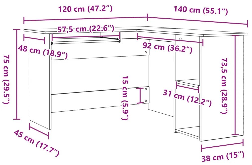 vidaXL Fekete Tölgy Asztal 120x140x75 cm Mérnöki Fából