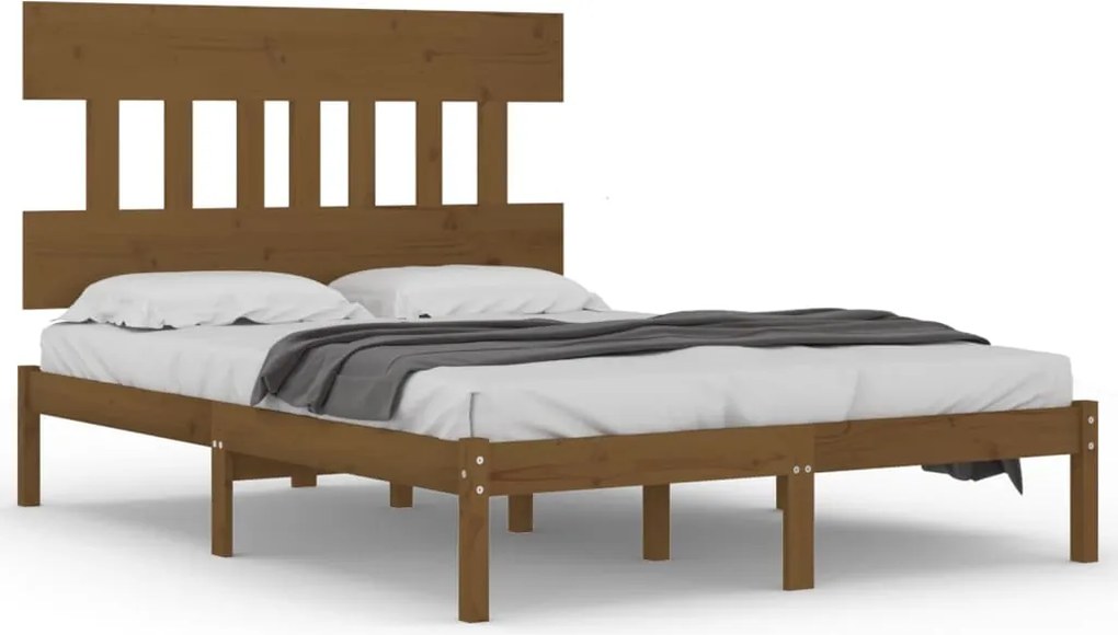 vidaXL mézbarna tömör fa ágykeret 200 x 200 cm