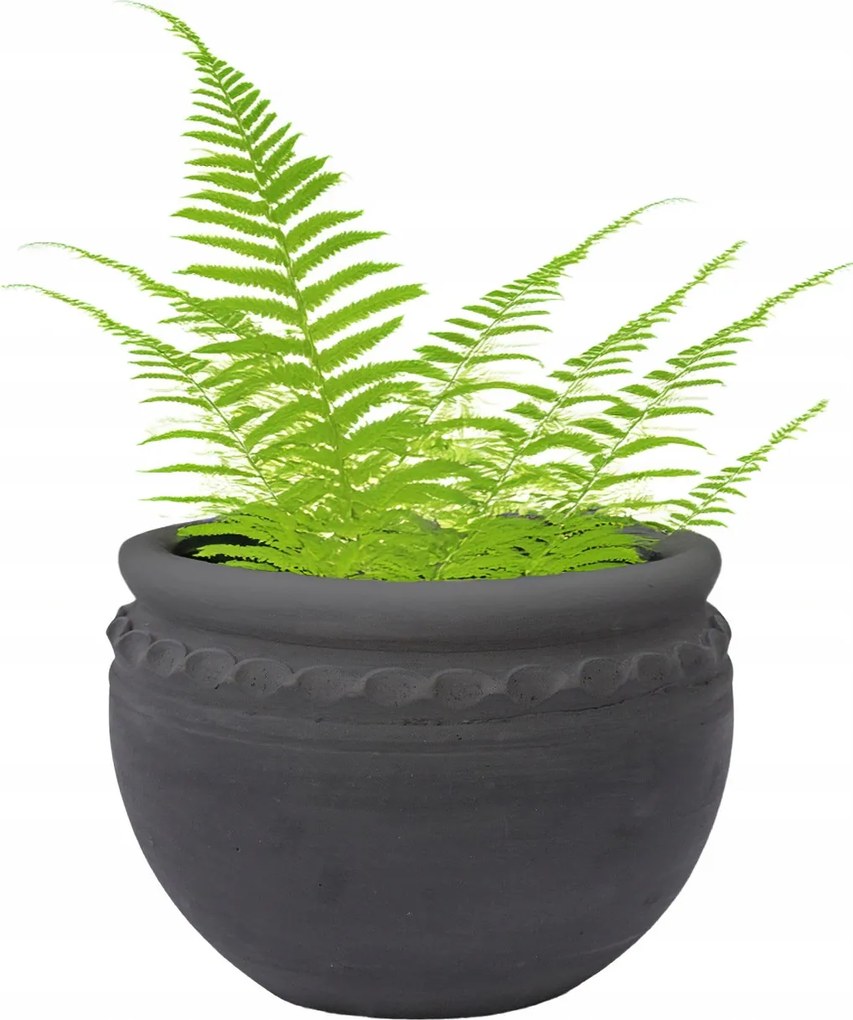 Kerek Fedél Fekete 20cm természetes terrakotta boho virágcserép a nappaliba