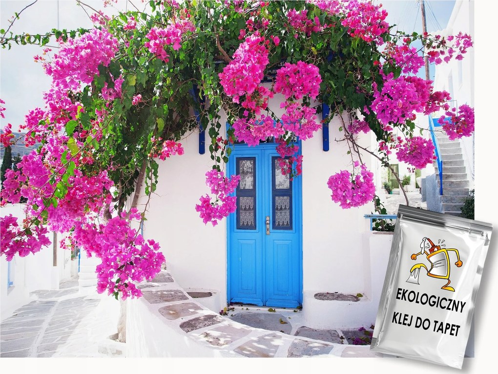Fotótapéta Flizelina Város Görögország Utca Ajtó Virágok 250x175 ragasztó