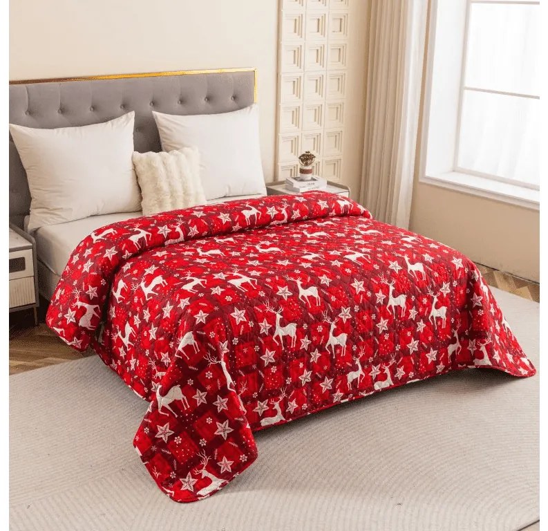 Ágytakaró VELVET CHRISTMAS piros Méret: 220 x 240 cm