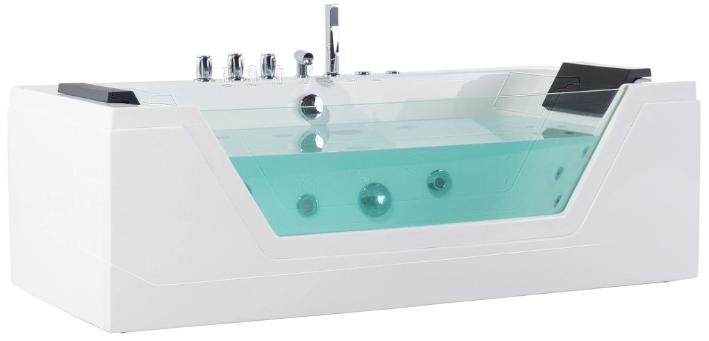 Fehér whirlpool masszázskád LED világítással 174 x 79 cm SAMANA Beliani