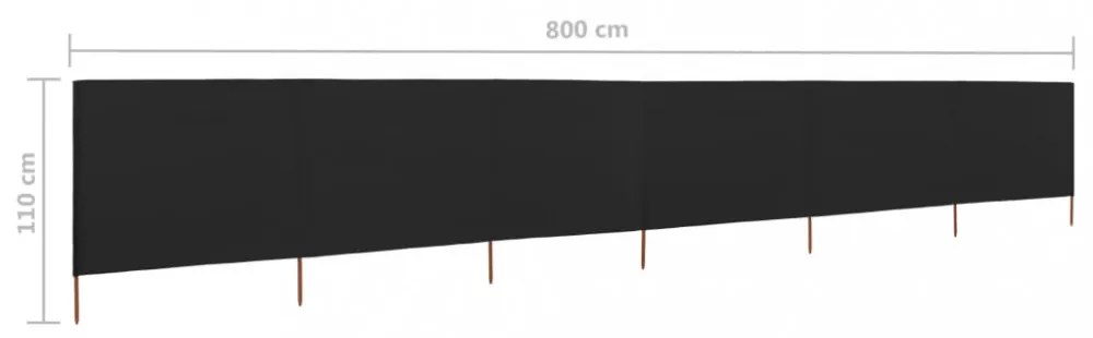 tópszínű 6-paneles szövet szélfogó 800 x 80 cm