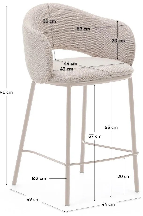 Krémszínű bárszék (ülésmagasság 65 cm) Maina – Kave Home