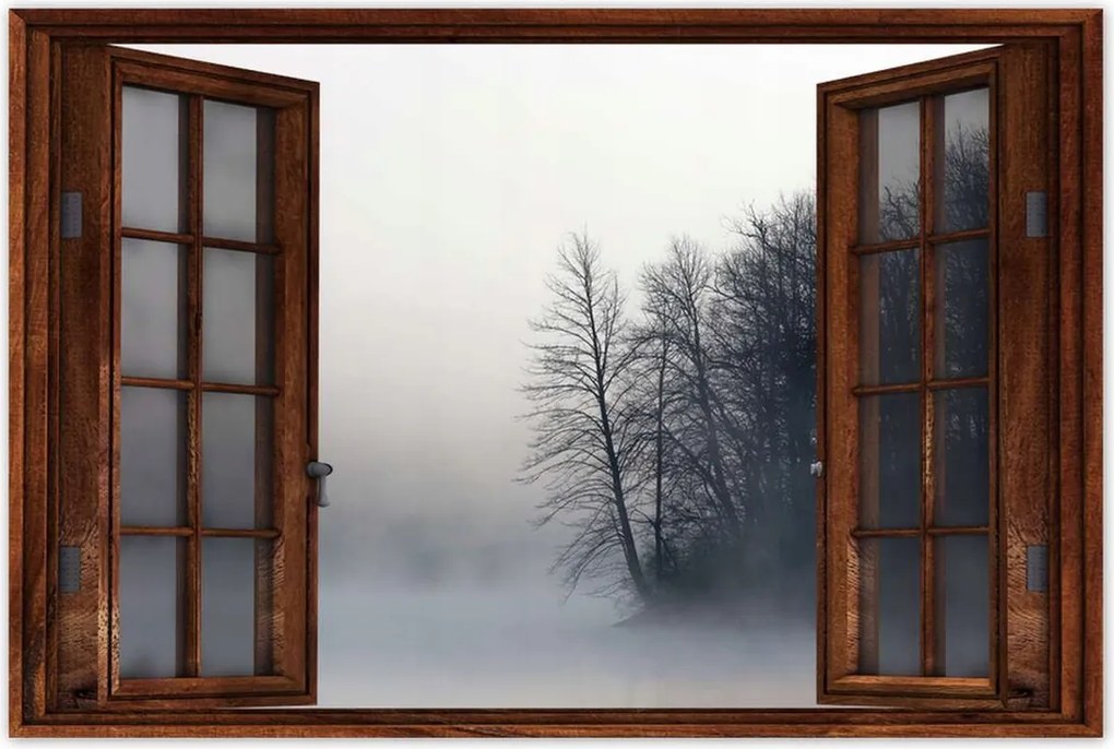 Poszterek 90x60 Ködös erdő Tél