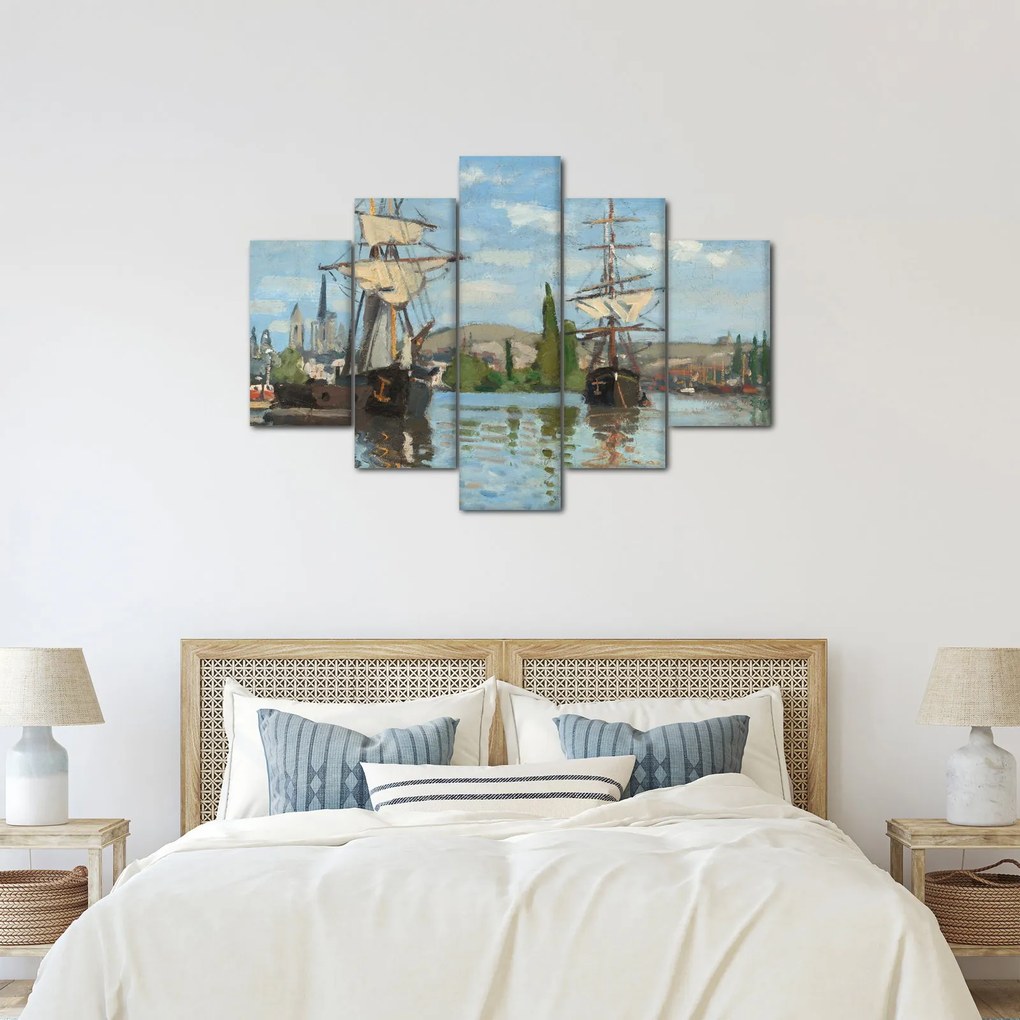 Kép - Claude Monet, Ships Riding on the Seine at Rouen, reprodukciók (150x105 cm)