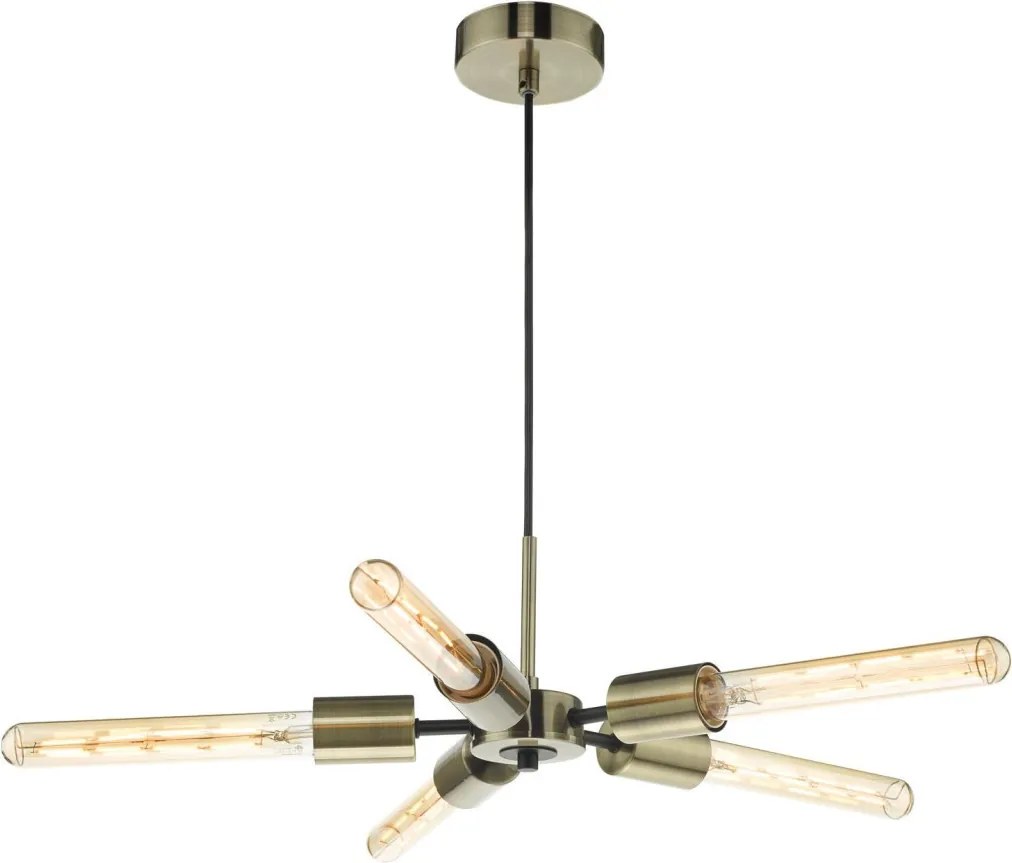 DAR LIGHTING ONI0575 ONIKA Többágú Függesztett Lámpa Antik Sárgaréz, Fekete E27 IP20