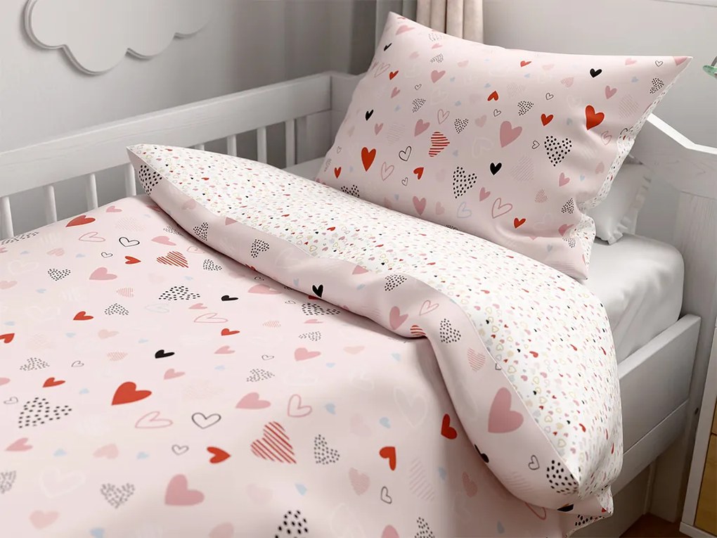 Krepp kiságy ágyneműhuzat Renforcé LOVITA rózsaszín Ágyneműhuzat mérete: 45 x 65 cm | 90 x 140 cm