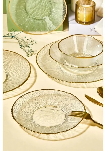 24 darabos étkészlet – átlátszó üveg, arany